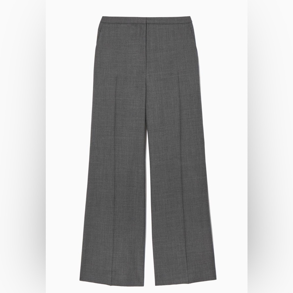 COS Gray Wide-Leg Wool Trousers